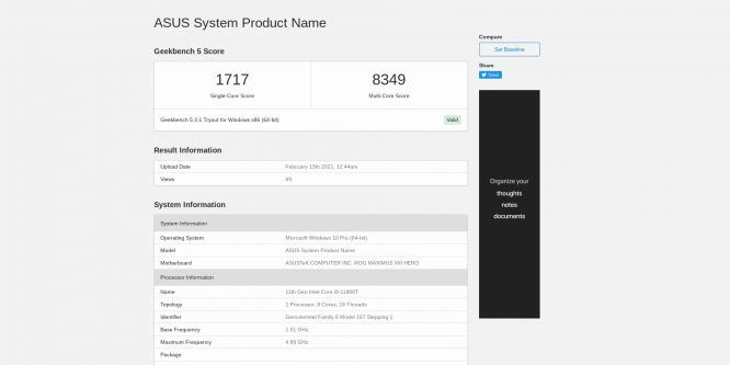 Core i9-11900T - 35-Watt-Rocket Lake taucht im Geekbench auf