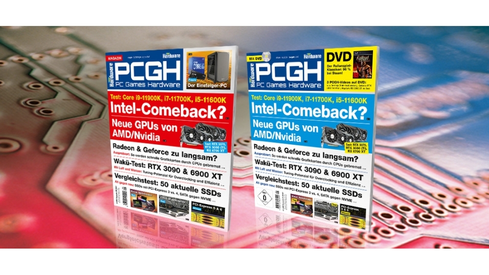PCGH 05/2021 (#247) Rocket Lake und neue GPUs von AMD und Nvidia im Test, Grafikkarten-Bremse CPU-Limit, RTX 3090 und 6900 XT mit Wakü-Tuning, 50 SSDs im Vergleich - auf DVD "Fallout: New Vegas"