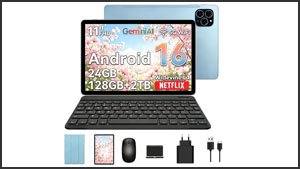 Tabwee T90 (11 Zoll, 128 GB Speicher, viel Zubehör (Maus, Tastatur, Schutzhülle uvm.)